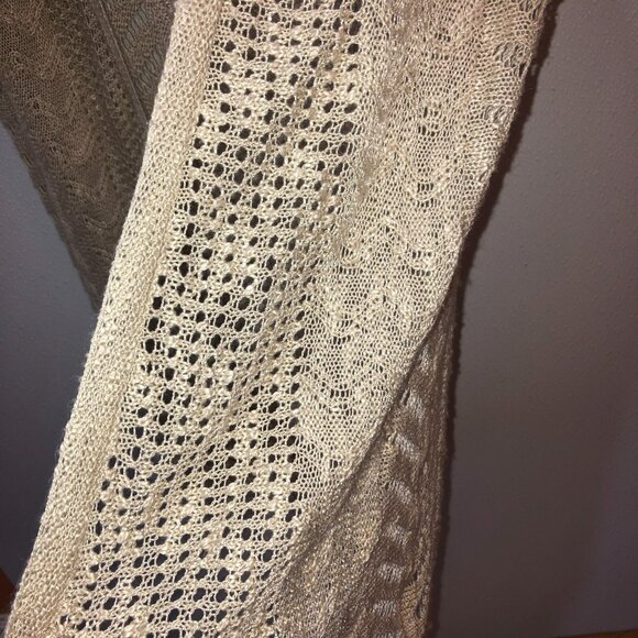 Maurice Womens Size 1 1X Beige Tan Knit Short Sleeve Open Front Sweater Cardigan - Picture 5 of 9